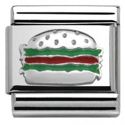 Composable,plata 925 con esmalte, hamburguesa
