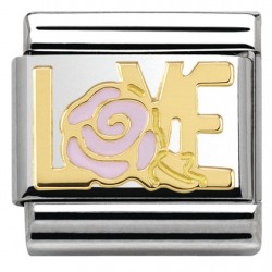 COMPOSABLE DE NOMINATION, ORO 18K, LOVE Y ROSA 