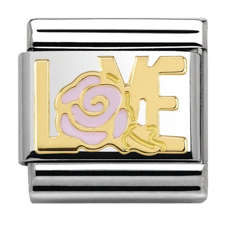 COMPOSABLE DE NOMINATION, ORO 18K, LOVE Y ROSA 