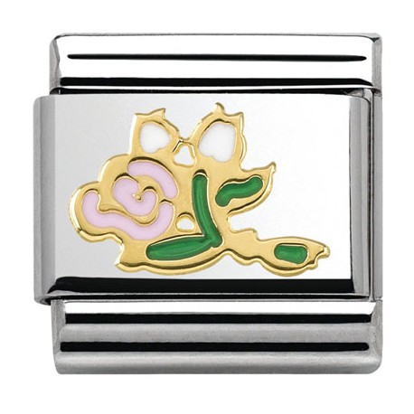 COMPOSABLE DE NOMINATION, ORO 18K, RAMO DE ROSAS