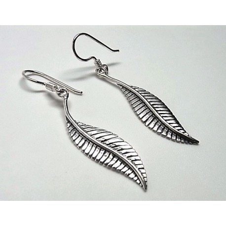 PENDIENTES PLATA LARGOS PLUMA