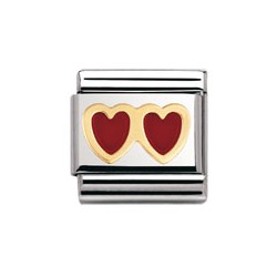 COMPOSABLE ORO Y ESMALTE, CORAZON DOBLE