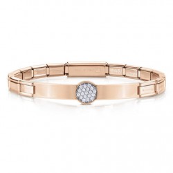 Pulsera acero rosa roseton circon