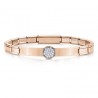 Pulsera acero rosa roseton circon